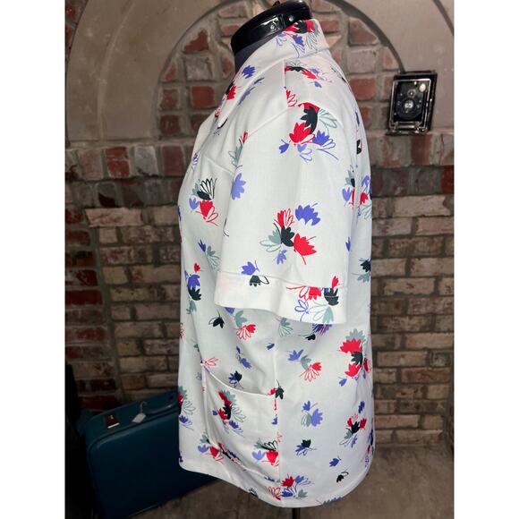 button down shirt 1960’s floral white purple red short sleeve - Picture 9 of 14